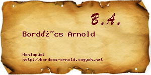 Bordács Arnold névjegykártya
