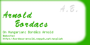 arnold bordacs business card